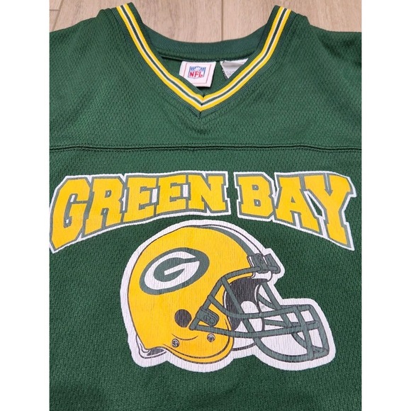 Vintage Green Bay Packers Youth Jersey XL 16/18 NFL Team Stretchy Mesh Shirt - Picture 2 of 9